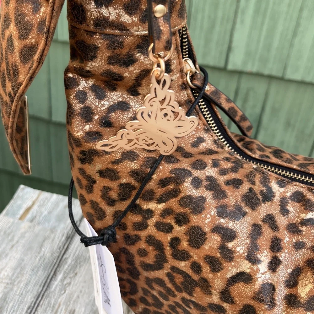 Jessica Simpson Leopard Print Hobo Bag in Brown and Black